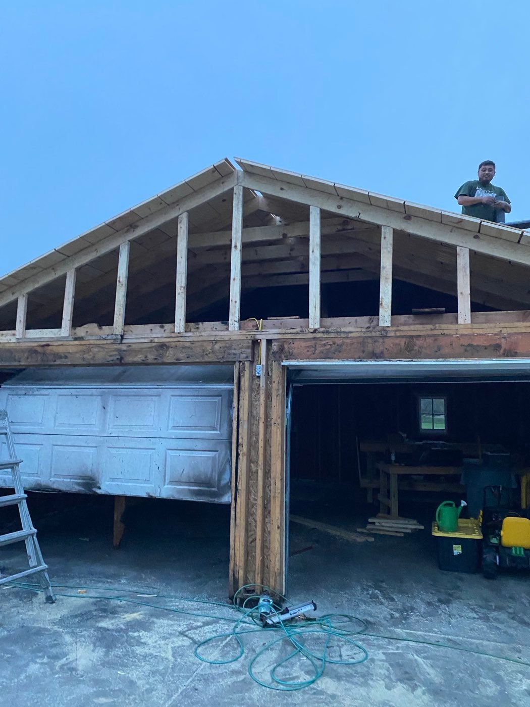 Garage roof rebuild with the MBG crew on the framing