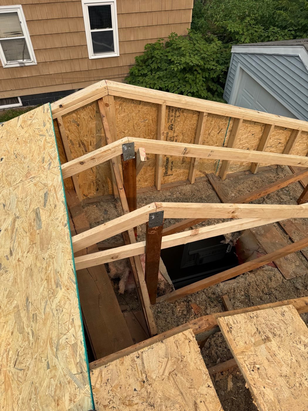 Structural framing for a custom garage project