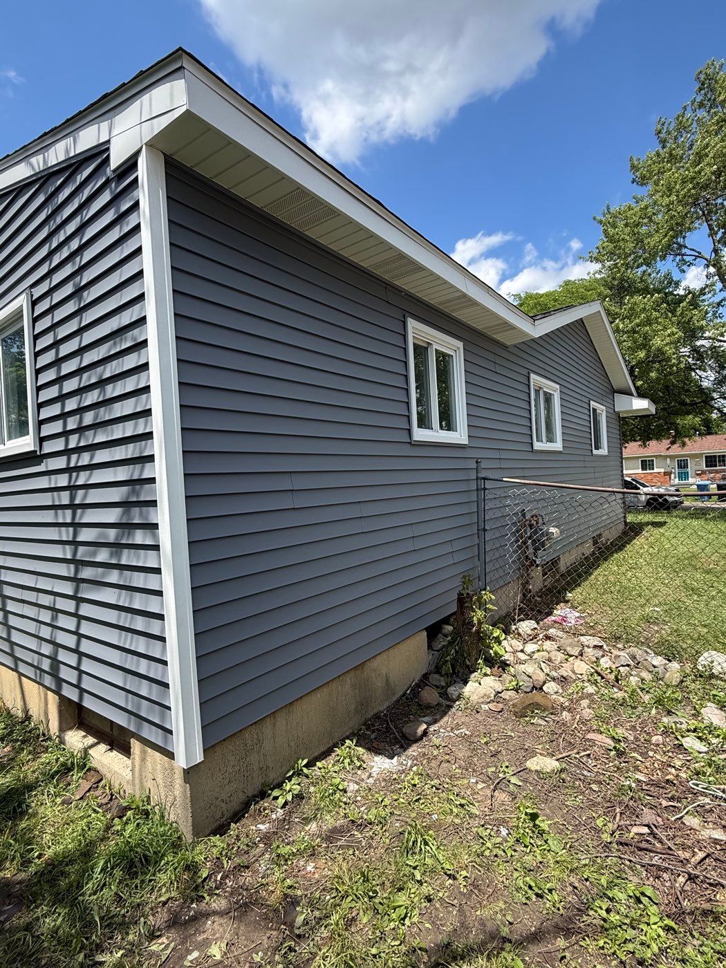 New vinyl siding on the side of a home